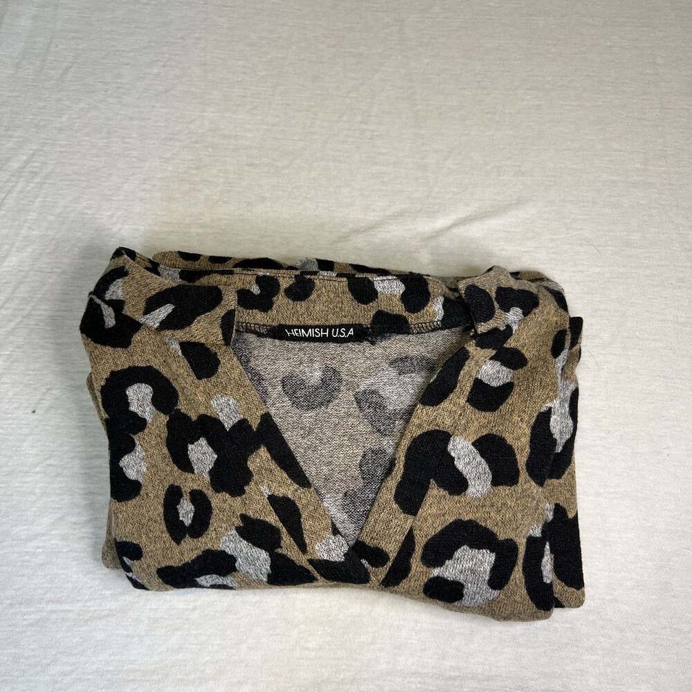 Heimish U.S.A  Women's Mini‎ Dress Cheetah Print Size XL, VNeck, Pockets - Picture 10 of 12
